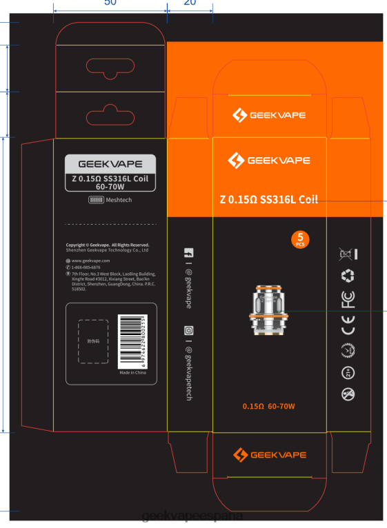 GeekVape- P64LZ3 5 unids/pack bobina serie z Geekvape precio z0,15 ohmios